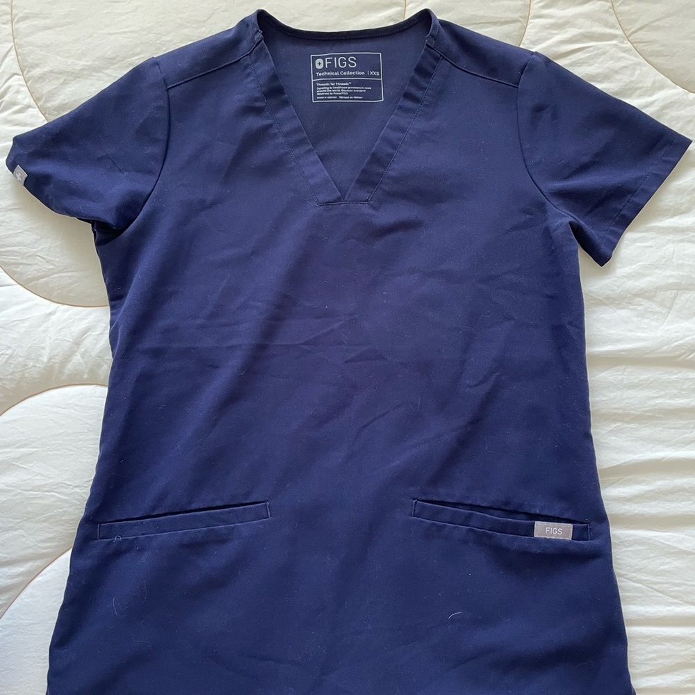 Navy blue figs scrub top